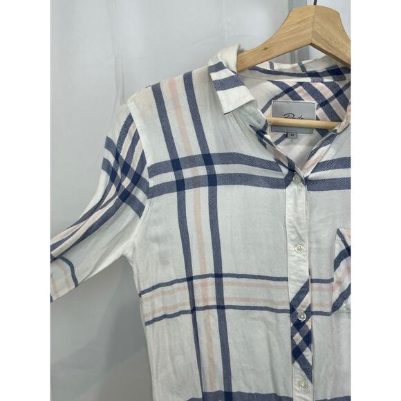 RAILS Size XS Hunter Long-Sleeve Button Up Shirt Indigo Powder Blush Multicolor - Picture 5 of 8